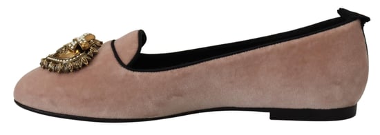 Dolce & Gabbana Rosa Samt Slipper Loafer Flachschuhe - Image 4