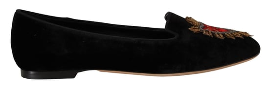 Dolce & Gabbana Schwarze DG Heiliges Herz Patch Slipper Flache Schuhe - Image 1
