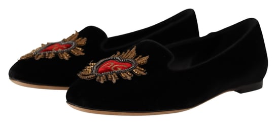 Dolce & Gabbana Schwarze DG Heiliges Herz Patch Slipper Flache Schuhe - Image 3