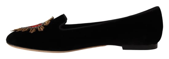 Dolce & Gabbana Schwarze DG Heiliges Herz Patch Slipper Flache Schuhe - Image 5