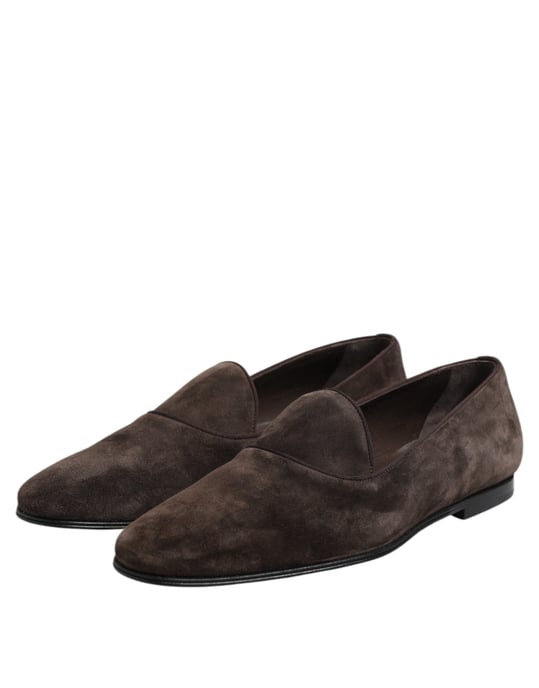 Dolce & Gabbana Braune Samtleder Slipper Schuhe - Image 4