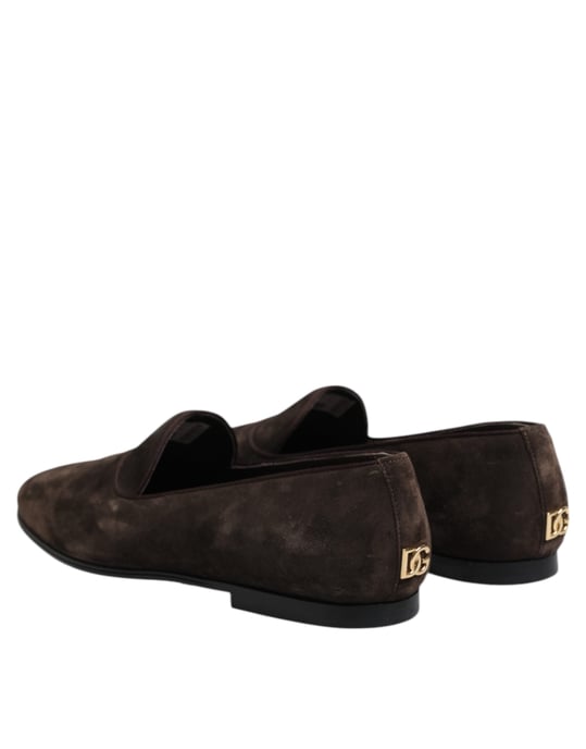 Dolce & Gabbana Braune Samtleder Slipper Schuhe - Image 5