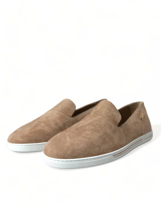 Dolce & Gabbana Beiger Wildleder Kaiman Herren Pantoletten Schuhe - Image 3