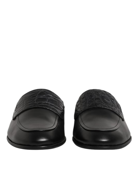 Dolce & Gabbana Schwarze Kalbsleder Slipper Schuhe - Image 2