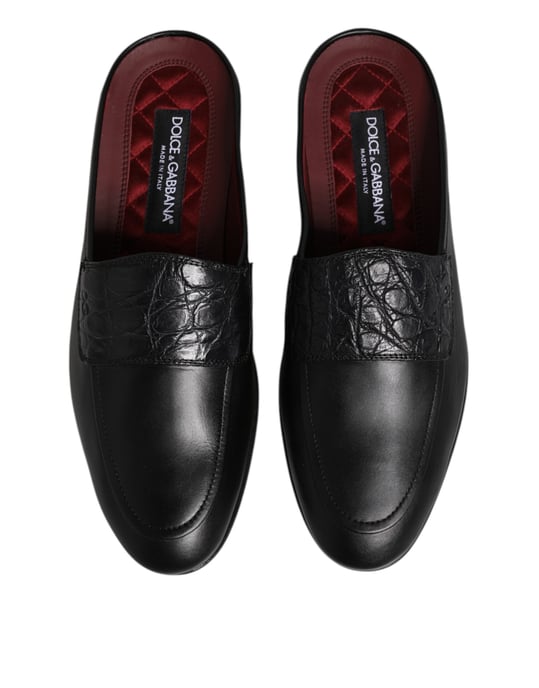 Dolce & Gabbana Schwarze Kalbsleder Slipper Schuhe - Image 3