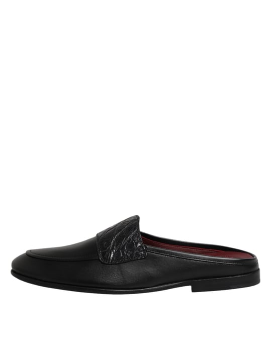 Dolce & Gabbana Schwarze Kalbsleder Slipper Schuhe - Image 6
