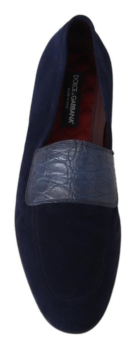 Dolce & Gabbana Blaue Wildleder Kaiman Slipper Schuhe - Image 3