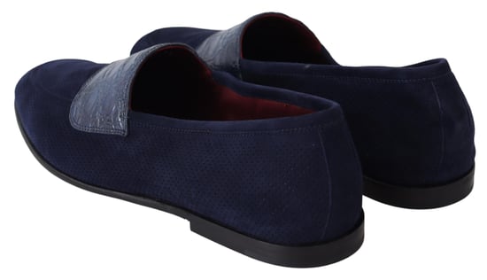 Dolce & Gabbana Blaue Wildleder Kaiman Slipper Schuhe - Image 6