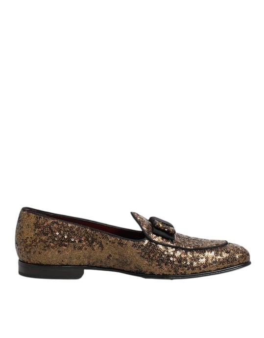 Dolce & Gabbana Gold Pailletten Slip-on Loafers, Herrenschuh - Gold - Image 2