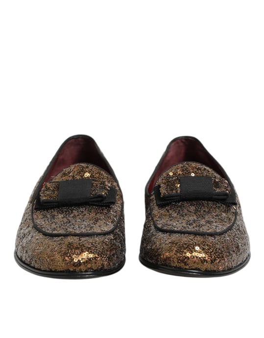 Dolce & Gabbana Gold Pailletten Slip-on Loafers, Herrenschuh - Gold - Image 3