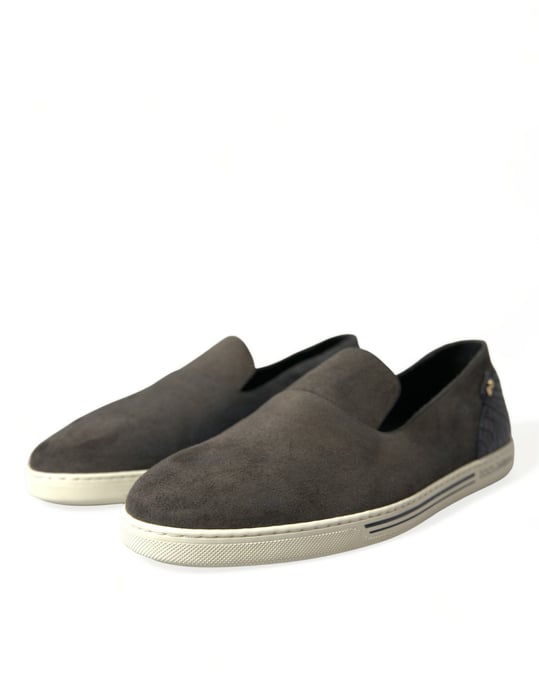 Dolce & Gabbana Blaue Wildleder Kaiman Herren Slipper Schuhe - Image 3