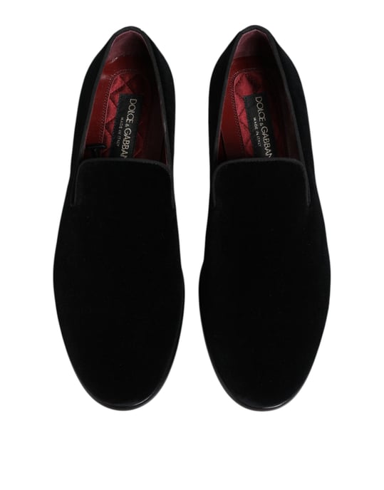 Dolce & Gabbana Schwarze Samt Slipper Formelle Herren Dress Schuhe - Image 3