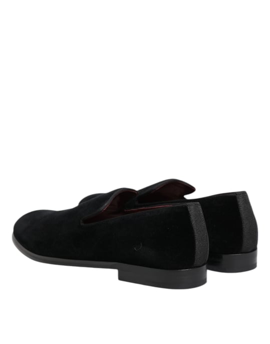 Dolce & Gabbana Schwarze Samt Slipper Formelle Herren Dress Schuhe - Image 5