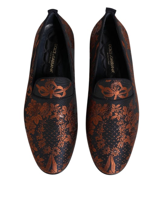 Dolce & Gabbana Schwarze Jacquard-Polyester Slip-On Slipper Schuhe - Image 3