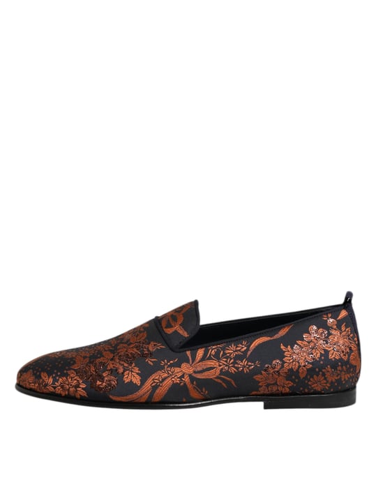Dolce & Gabbana Schwarze Jacquard-Polyester Slip-On Slipper Schuhe - Image 6