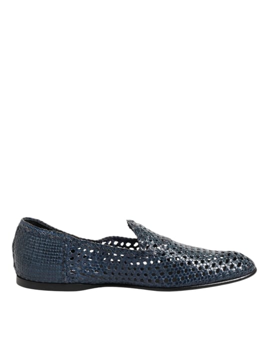 Dolce & Gabbana Blaue Geflochtene Leder Slip-On Loafers - Image 1
