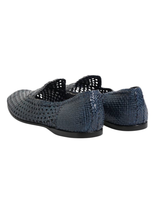Dolce & Gabbana Blaue Geflochtene Leder Slip-On Loafers - Image 5