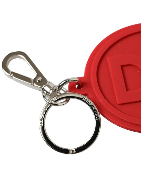 Dolce & Gabbana Roter Gummi DG Logo Silber Messing Metall Schlüsselring Schlüsselanhänger - Image 2