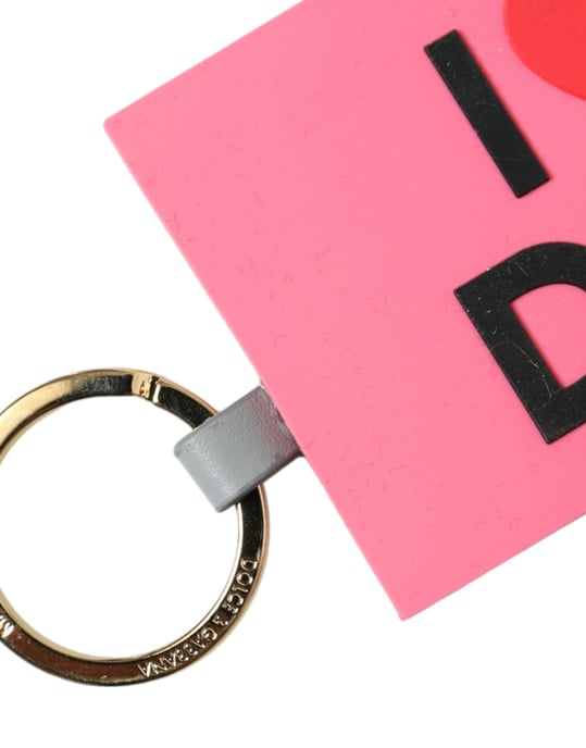 Dolce & Gabbana Pinkes Silikon DG Logo Schlüsselanhänger aus Goldmessing - Image 2