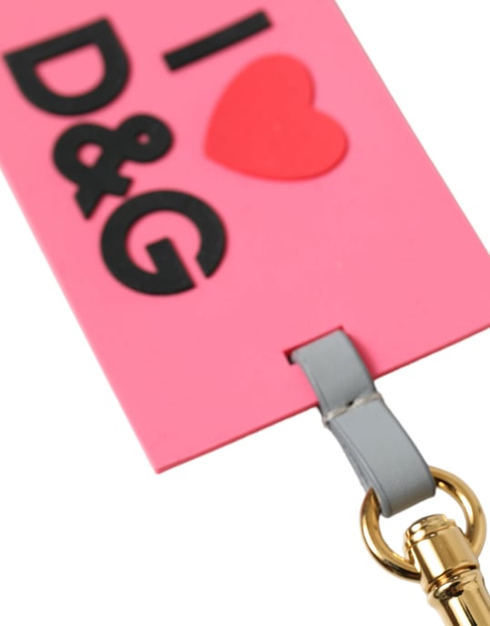 Dolce & Gabbana Pinkes Silikon DG Logo Schlüsselanhänger aus Goldmessing - Image 3