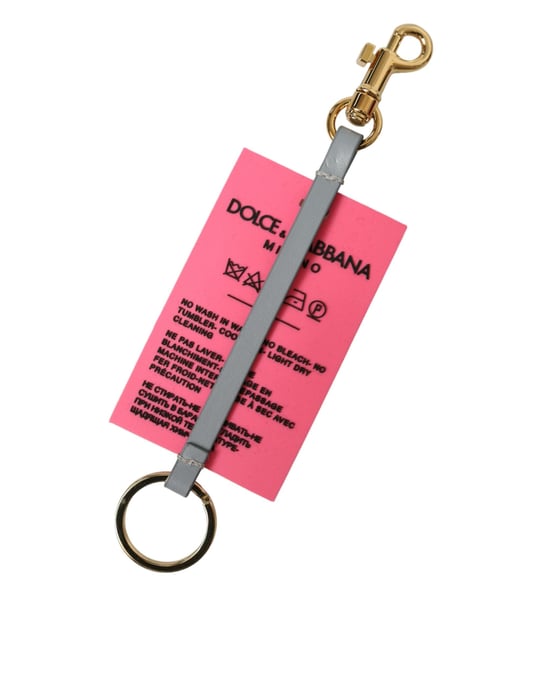 Dolce & Gabbana Pinkes Silikon DG Logo Schlüsselanhänger aus Goldmessing - Image 4