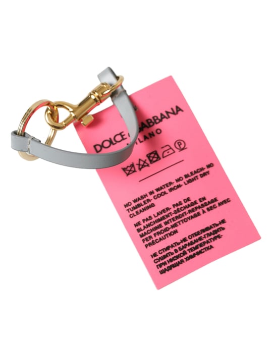 Dolce & Gabbana Pinkes Silikon DG Logo Schlüsselanhänger aus Goldmessing - Image 5