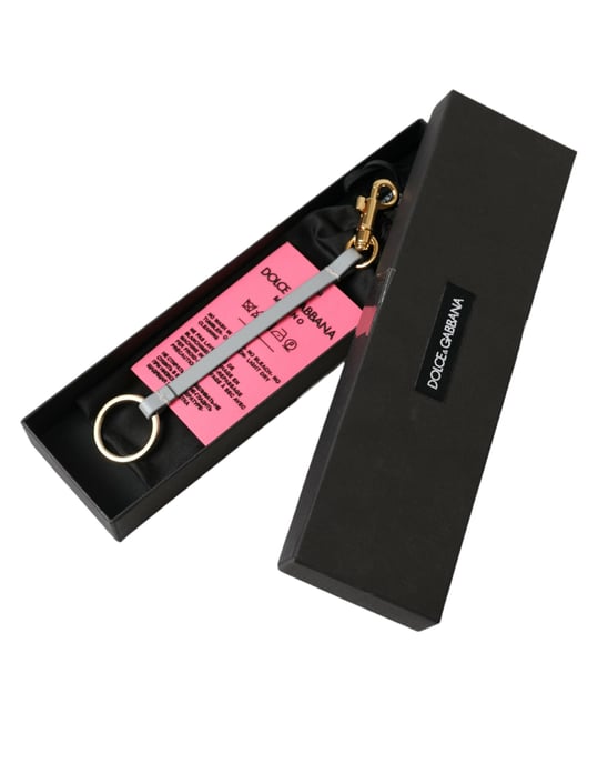 Dolce & Gabbana Pinkes Silikon DG Logo Schlüsselanhänger aus Goldmessing - Image 6