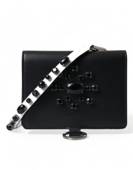 Dolce & Gabbana Schwarze Leder Kreditkartenetui mit Kristallverzierungen - Image 2