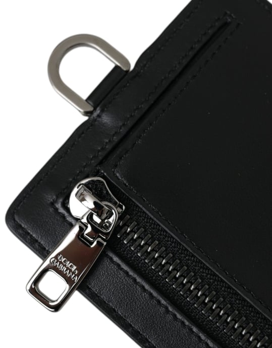 Dolce & Gabbana Schwarze Kalbleder Lanyard Logo Kartenhalter Herren Geldbörse - Image 5