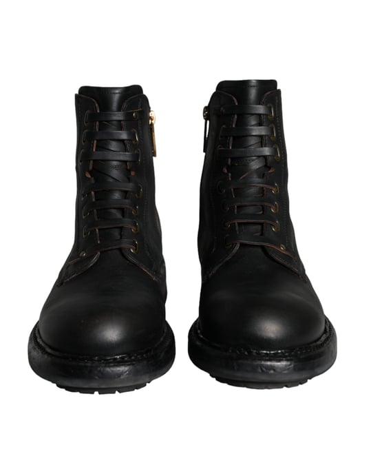 Dolce & Gabbana Schwarze Schnürstiefel bis zur Wade Herren Schuhe - Image 2