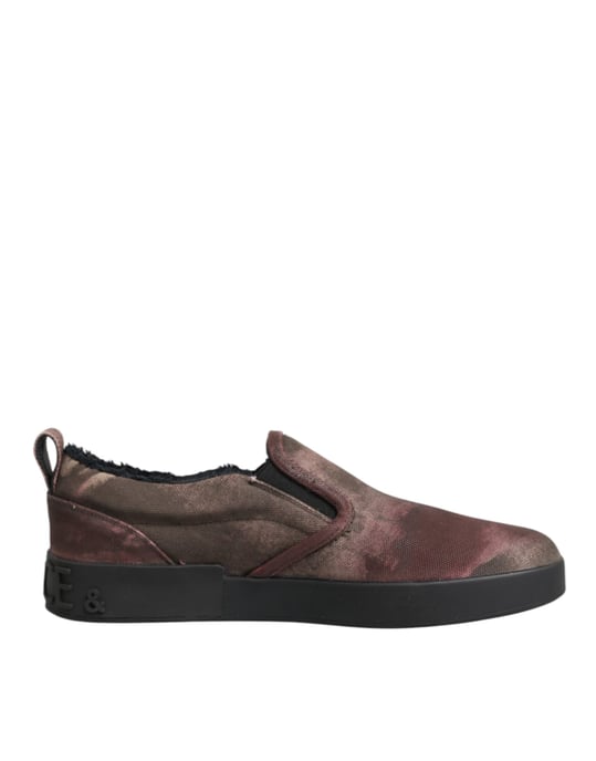 Dolce & Gabbana Mehrfarbige Baumwoll-Low-Top Slip-On Herren Sneaker Schuhe - Image 1