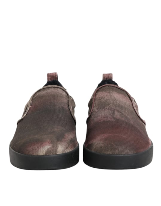 Dolce & Gabbana Mehrfarbige Baumwoll-Low-Top Slip-On Herren Sneaker Schuhe - Image 3