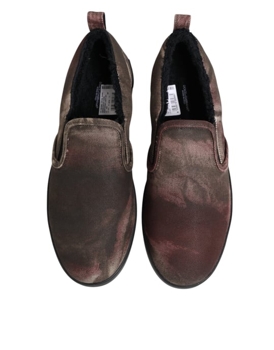 Dolce & Gabbana Mehrfarbige Baumwoll-Low-Top Slip-On Herren Sneaker Schuhe - Image 4