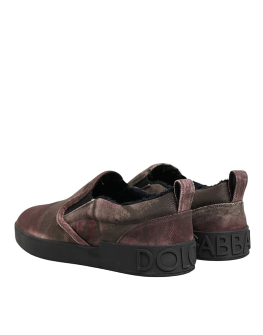 Dolce & Gabbana Mehrfarbige Baumwoll-Low-Top Slip-On Herren Sneaker Schuhe - Image 6