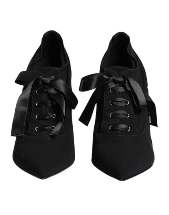 Dolce & Gabbana Schwarze Schnür-Stiletto-Absätze Pumps Schuhe - Image 2
