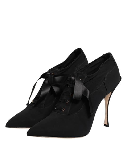 Dolce & Gabbana Schwarze Schnür-Stiletto-Absätze Pumps Schuhe - Image 4