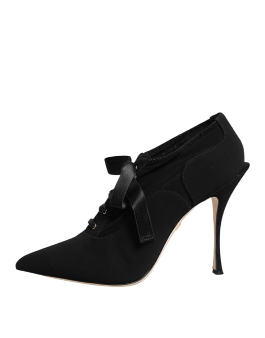Dolce & Gabbana Schwarze Schnür-Stiletto-Absätze Pumps Schuhe - Image 6