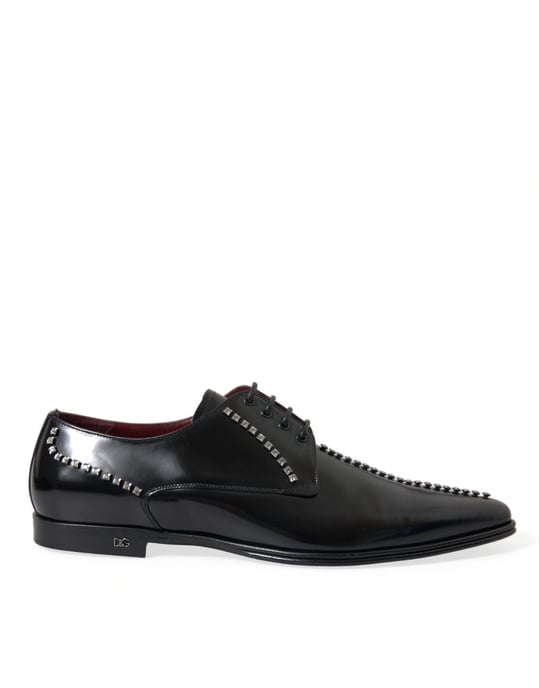 Dolce & Gabbana Schwarze Leder Kristall Kleidschuhe - Image 1