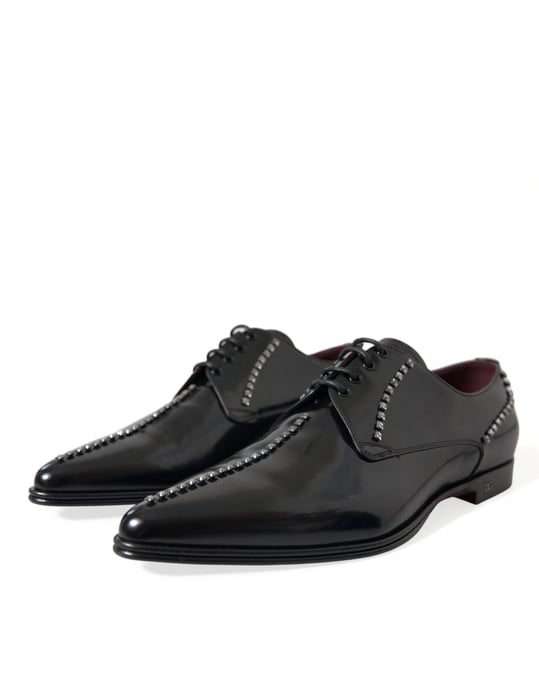 Dolce & Gabbana Schwarze Leder Kristall Kleidschuhe - Image 5