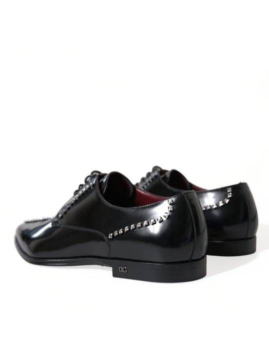 Dolce & Gabbana Schwarze Leder Kristall Kleidschuhe - Image 6