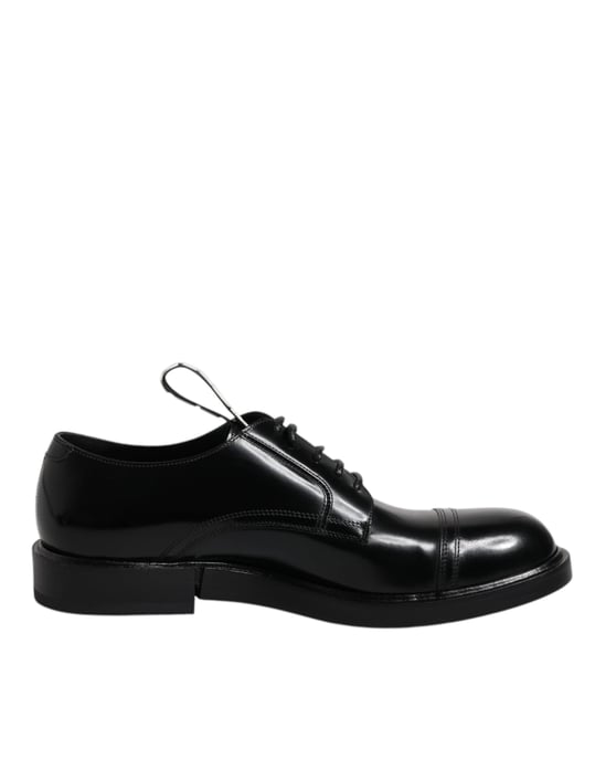 Dolce & Gabbana Schwarze Lackleder Derby Schnürformelle Schuhe - Image 1