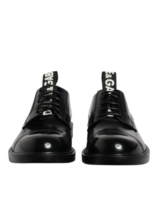 Dolce & Gabbana Schwarze Lackleder Derby Schnürformelle Schuhe - Image 2