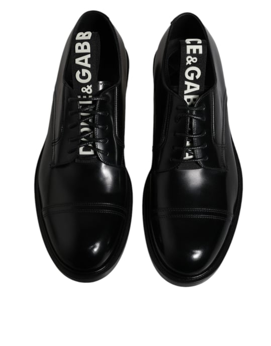 Dolce & Gabbana Schwarze Lackleder Derby Schnürformelle Schuhe - Image 3