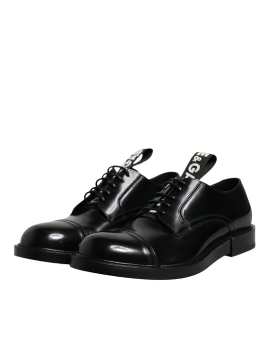 Dolce & Gabbana Schwarze Lackleder Derby Schnürformelle Schuhe - Image 4