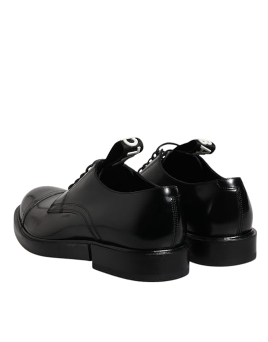Dolce & Gabbana Schwarze Lackleder Derby Schnürformelle Schuhe - Image 5