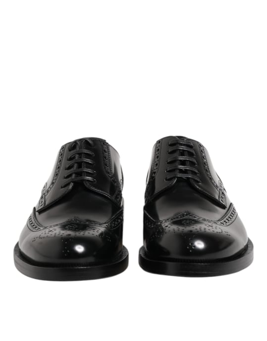 Dolce & Gabbana Schwarze Leder Derby Schnürschuhe mit Flügelspitze
- Image 2