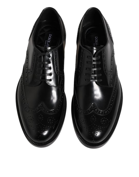 Dolce & Gabbana Schwarze Leder Derby Schnürschuhe mit Flügelspitze
- Image 3