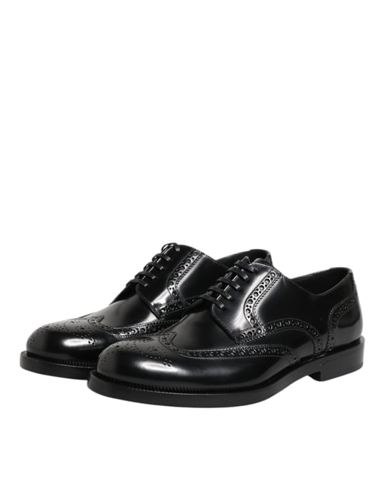 Dolce & Gabbana Schwarze Leder Derby Schnürschuhe mit Flügelspitze
- Image 4