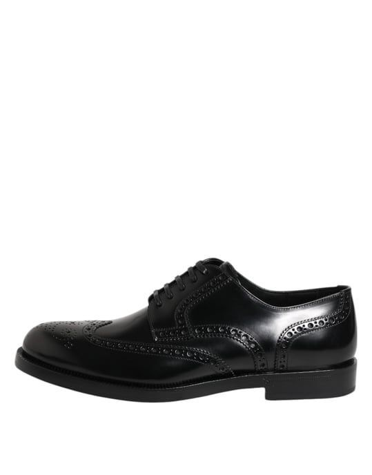 Dolce & Gabbana Schwarze Leder Derby Schnürschuhe mit Flügelspitze
- Image 6