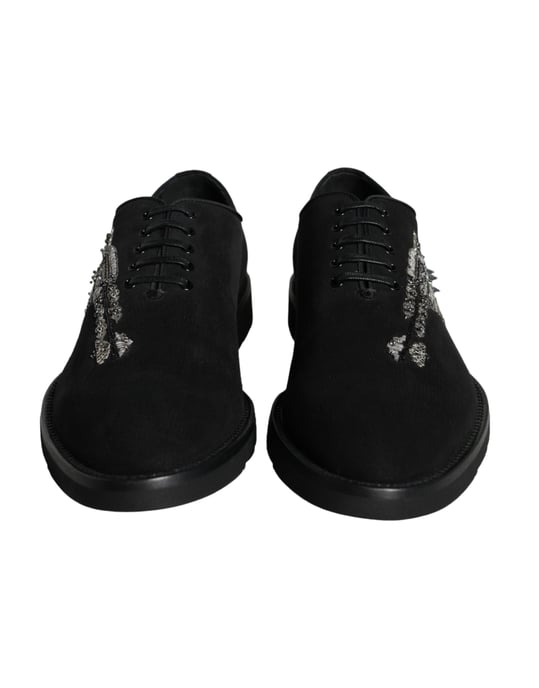 Dolce & Gabbana Schwarze Wildleder Sicilia Schnürformelle Schuhe - Image 2